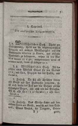 I. Capitel. Die analytische Trigonometrie.