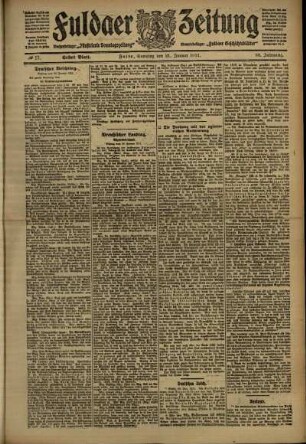 Erste Ausgabe vom Samstag, den 21. Januar 1911.