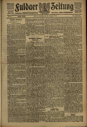 Erste Ausgabe vom Samstag, den 21. Januar 1911.