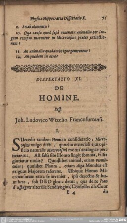 Dissertatio XI. De Homine