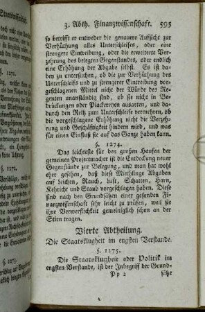 Vierte Abtheilung. Die Staatsklugheit im engsten Verstande.