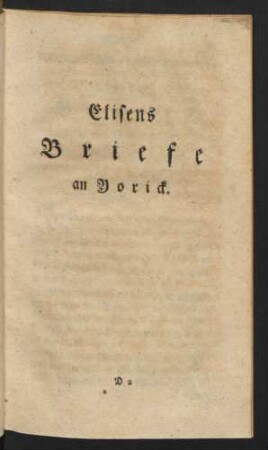 Elisens Briefe an Yorick