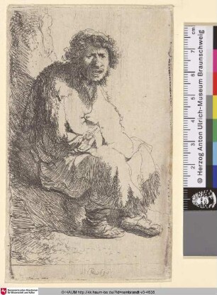 [Bettler, auf einem Erdhügel sitzend; Beggar Seated on a Bank; Gueux assis sur une motte de terre]