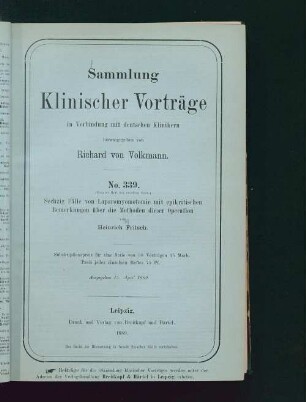Sechzig Fälle von Laparomyomotomie mit epikritischen Bemerkungen über die Methoden dieser Operation
