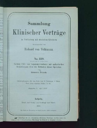 Sechzig Fälle von Laparomyomotomie mit epikritischen Bemerkungen über die Methoden dieser Operation