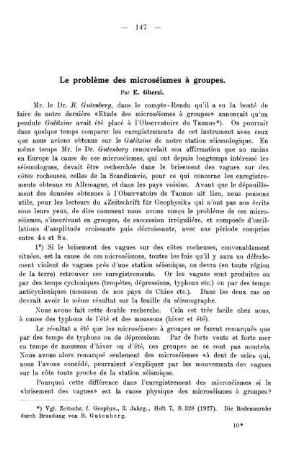 Le problème des microséismes à groupes