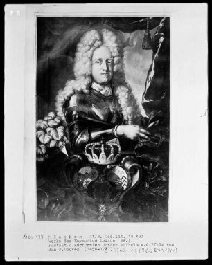 Raymundus Lullus - Werke — Porträt des Kurfürsten Johann Wilhelm von der Pfalz (1658-1716) mit Wappen und Orden (aus Band 3)