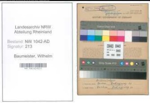 Entnazifizierung Wilhelm Baumeister , geb. 23.04.1913 (Tischler)
