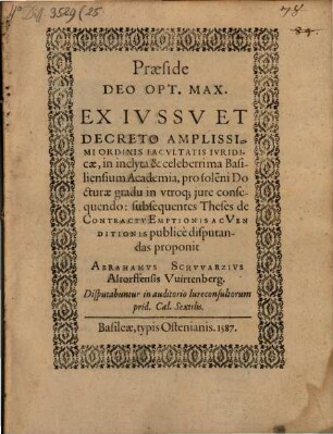 Theses de contractu emptionis ac venditionis