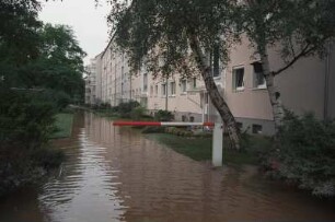 Dresden-Altstadt, Mary-Wigman-Straße. Eingangsseite eines Wohnblocks