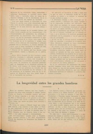La longevidad entre los grandes hombres