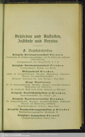 Behördenverzeichnis : Behörden und Anstalten, Institute und Vereine
