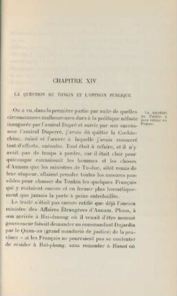 Chapitre XIV. La question du Tonkin et l'opinion publique