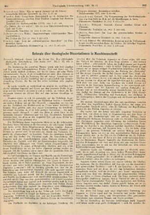 Referate über theologische Dissertationen in Maschinenschrift