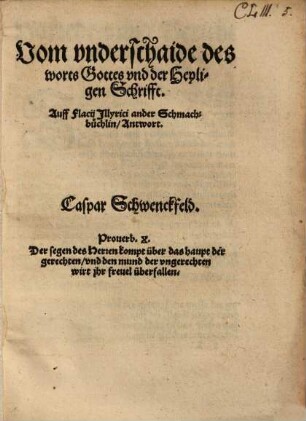 Vom underschaide des worts Gottes und der Heyligen Schrifft : auff Flacij Illyrici ander Schmachbüchlin Antwort