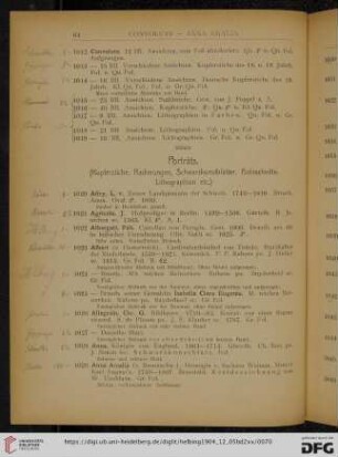 Porträts (Kupferstiche, Radierungen, Holzschnitte, Lithographien etc.) (Nr.1020-1528)