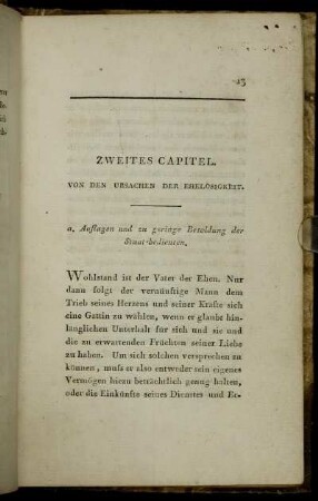Zweites Capitel. Von Den Ursachen Der Ehelosigkeit.