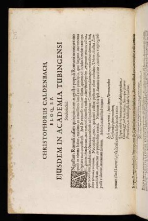Christophorus Caldenbach, Eloq. P. P. Ejusdem In Academia Tubingensi Studiosis Sal.