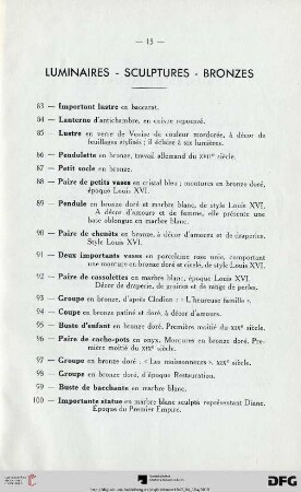 Luminaires - Sculptures - Bronzes (Nr. 83-100)