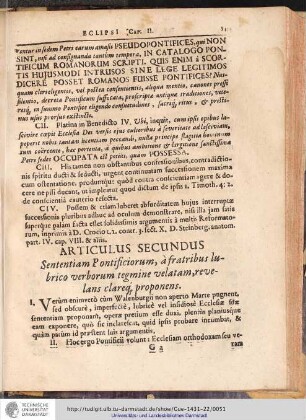 ARTICULUS SECUNDUS Sententiam Pontificiorum, àfratribus lubrico ...