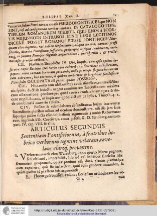 ARTICULUS SECUNDUS Sententiam Pontificiorum, àfratribus lubrico ...