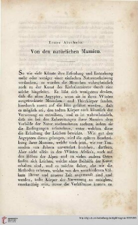 Erster Abschnitt: Von den natürlichen Mumien