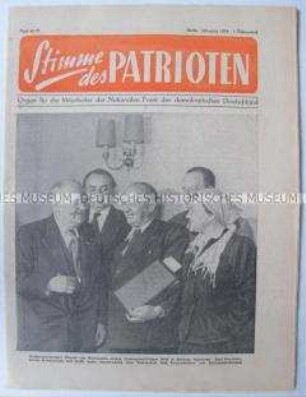 Funktionärszeitung der Nationalen Front "Stimme des Patrioten" u.a. zur bevorstehenden Außenministerkonferenz der Alliierten