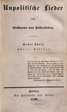 Unpolitische Lieder, 1