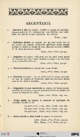 Argenterie (Nr.1-64)