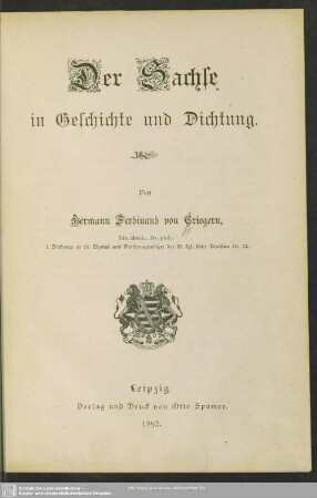 Der Sachse in Geschichte und Dichtung