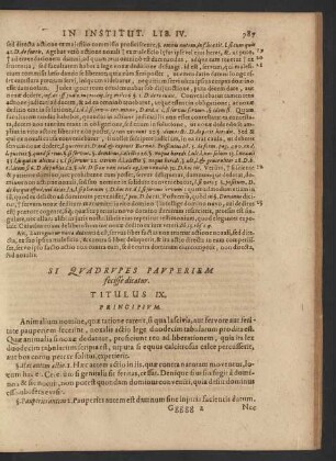 Si Quadrupes Pauperiem fecisse dicatur. Titulus IX.