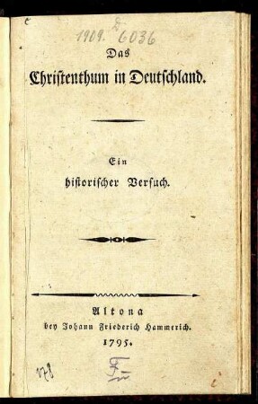 Das Christenthum in Deutschland : ein historischer Versuch