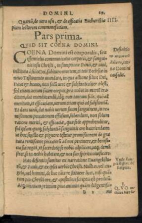 Pars prima. Quid Sit Coena Domini.
