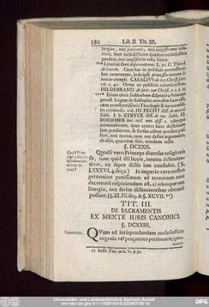 Tit. III. De Sacramentis Ex Mente Iuris Canonici.