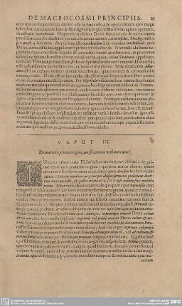 Caput III. De materiae primae origine, an sit creata velincreata?