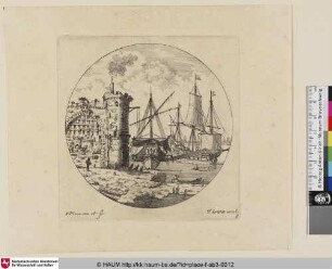 [Rundförmige Hafenansicht; Roundel with view of a harbour]