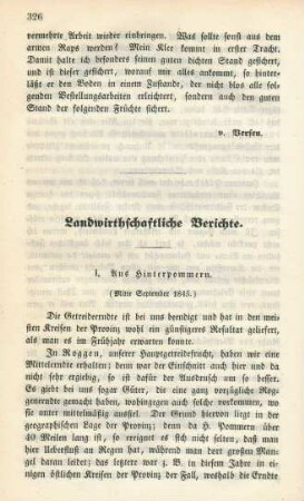 Landwirthschaftliche Berichte.