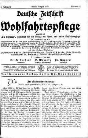 Zur Kleinrentnerfürsorge