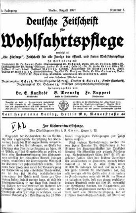 Zur Kleinrentnerfürsorge