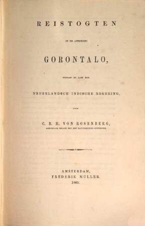 Reistogten in de afdeeling Gorontalo, gedaan op last der Nederlandsch Indische regering