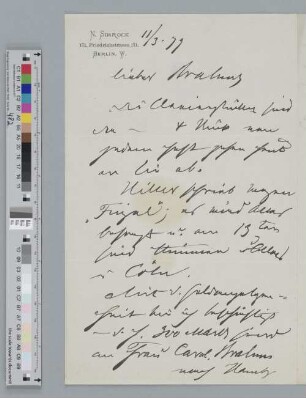 Brief an Johannes Brahms