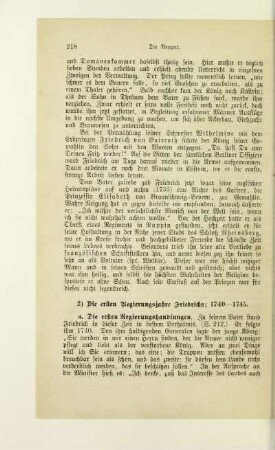 2) Die ersten Regierungsjahre Friedrichs; 1740 - 1745