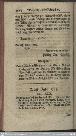 Vom Jahr 1737