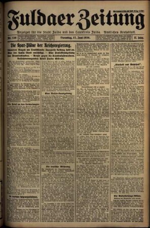 Ausgabe vom Dienstag, den 17. Juni 1930.