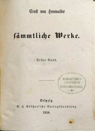 Ernst von Houwalds sämmtliche Werke, 1