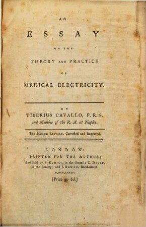 An essay on the theory and practice of medical electricity