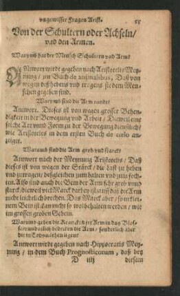 Von der Schulter oder Achseln/ und den Armen.