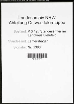 Sterberegister Standesamt Lämershagen