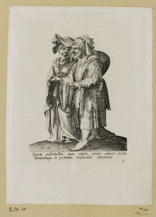 Mann und Frau mit grotesken Gesichtern, Blatt 18 der Folge "Mascarades"
