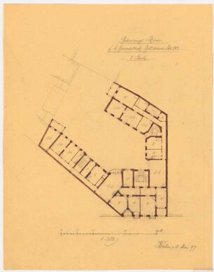 Wohnhaus Gitschiner Straße 108, Berlin-Kreuzberg: Grundriss 1. OG 1:250